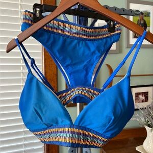 SHEIN Vibrant Blue Bikini with Multicolor Trim